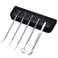 5pcs / set hygiène Soins dentaires dents Oral Bouche Scaler Miroir faucille Outi...