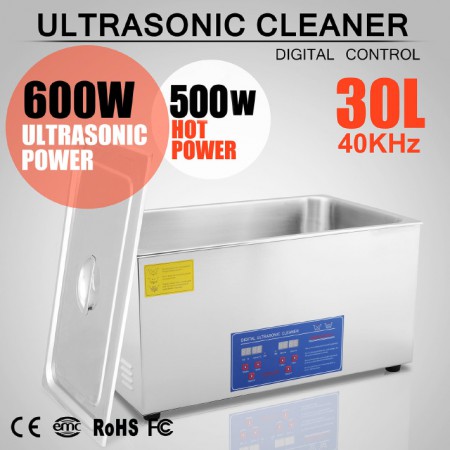 30L Nettoyeur à ultrasons Acier inoxydable chauffage Industrie w / Minuteur JPS-100A