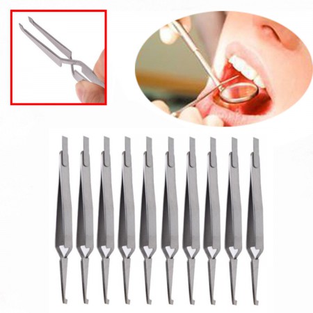 10pcs Dentaire Support direct Orthodontique Forceps d'extraction Brucelles dentelées