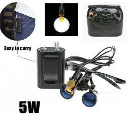 Lampe Frontale Dentaire 5W LED avec Filtre et Clip de Ceinture + Loupes Binoculaires 3.5X Noir