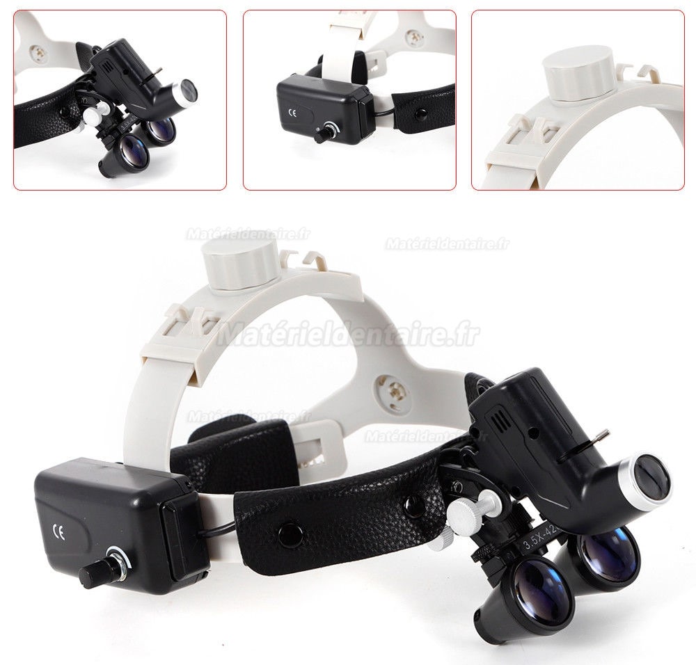 3.5X 5W Loupe de bandeau médical chirurgical à LED dentaire avec lumière pour l'oto-rhino-laryngologie