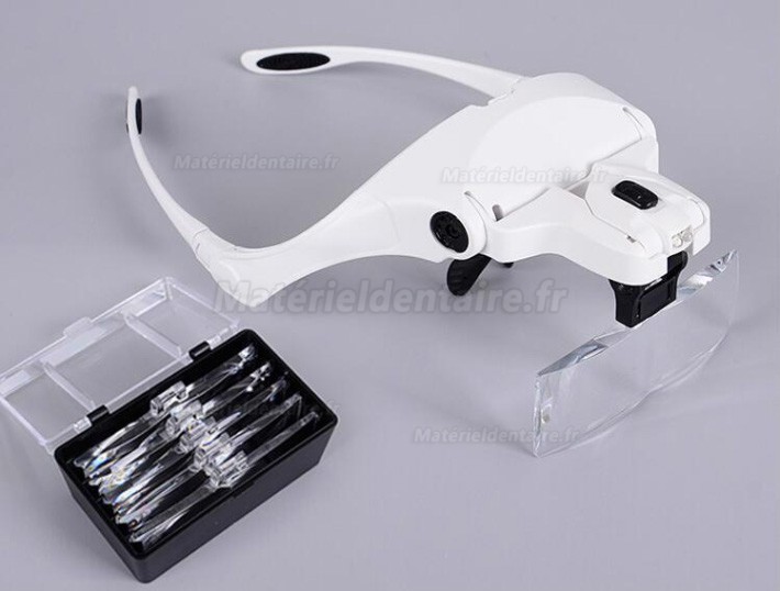 5 Lentille dentiste loupe binoculaire avec led lampe frontale