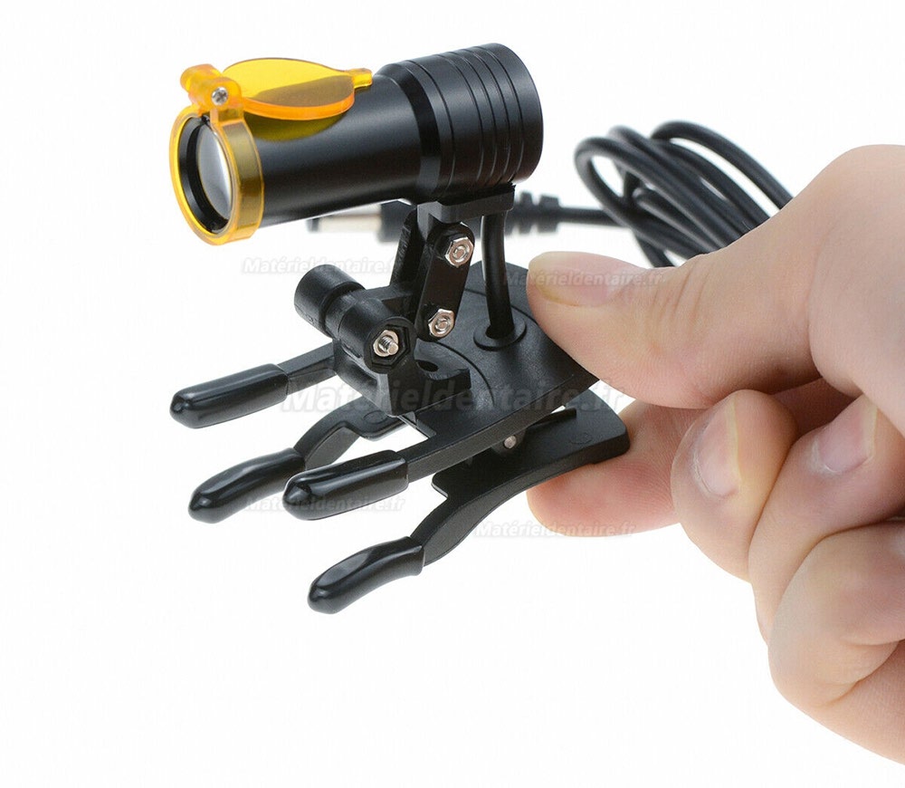 Type de clip de phare dentaire 5W LED avec filtre + clip de ceinture pour lunettes noir