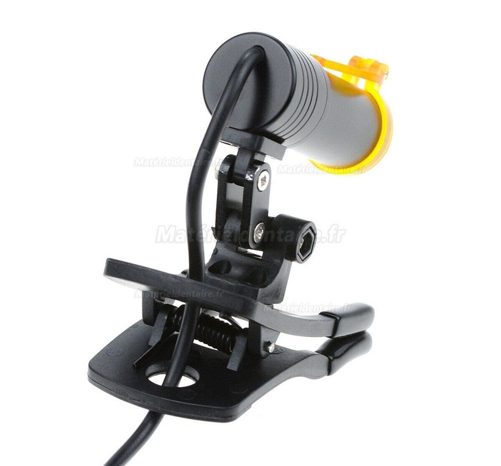 Type de clip de phare dentaire 5W LED avec filtre + clip de ceinture pour lunettes noir