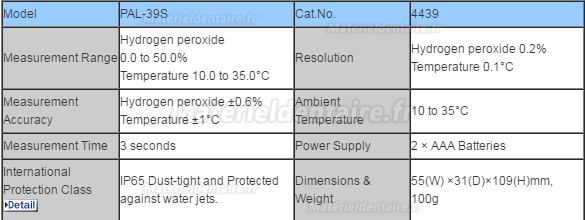 ATAGO Réfractomètre numérique peroxyde hydrogène H2O2 : PAL 39S