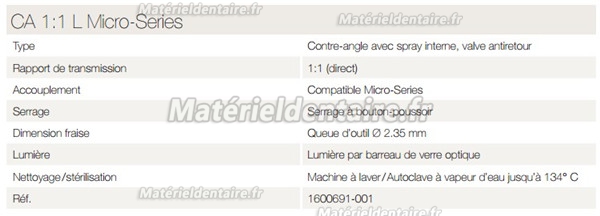 Bien Air® Contre-angle Dentaire avec lumière CA 1:1L