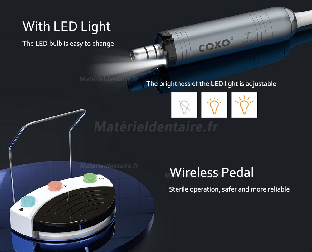 Moteur d'implant dentaire portable et moteur de chirurgie COXO® C-Sailor Pro+ avec lumière LED