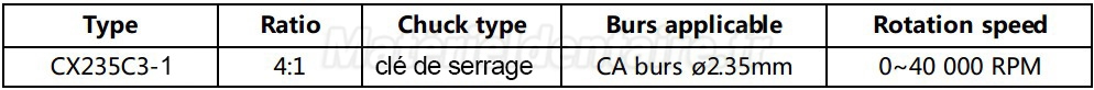 YUSENDENT® CX235C3-1 contre angle bague verte 4:1 à clé de serrage