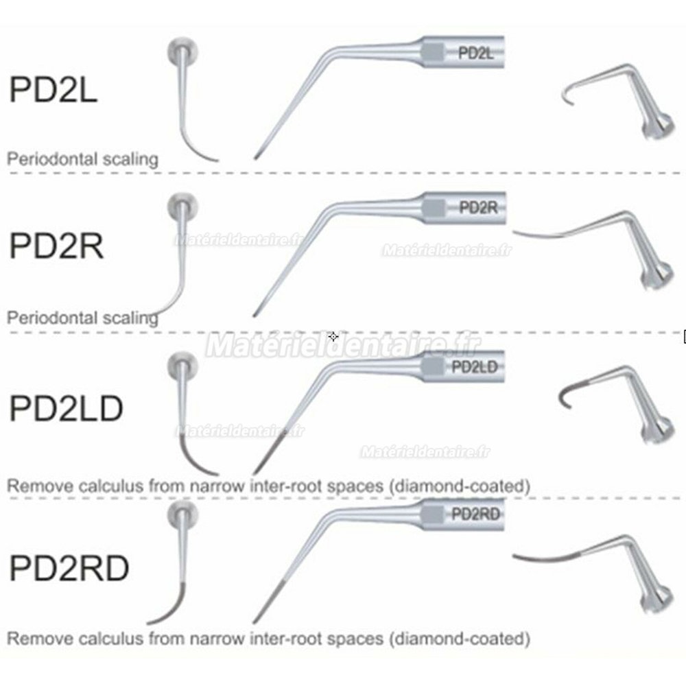 5 Pièces DTE PD2L PD2R PD2LD PD2RD insert de détartrage parodontal compatible avec satelec nsk