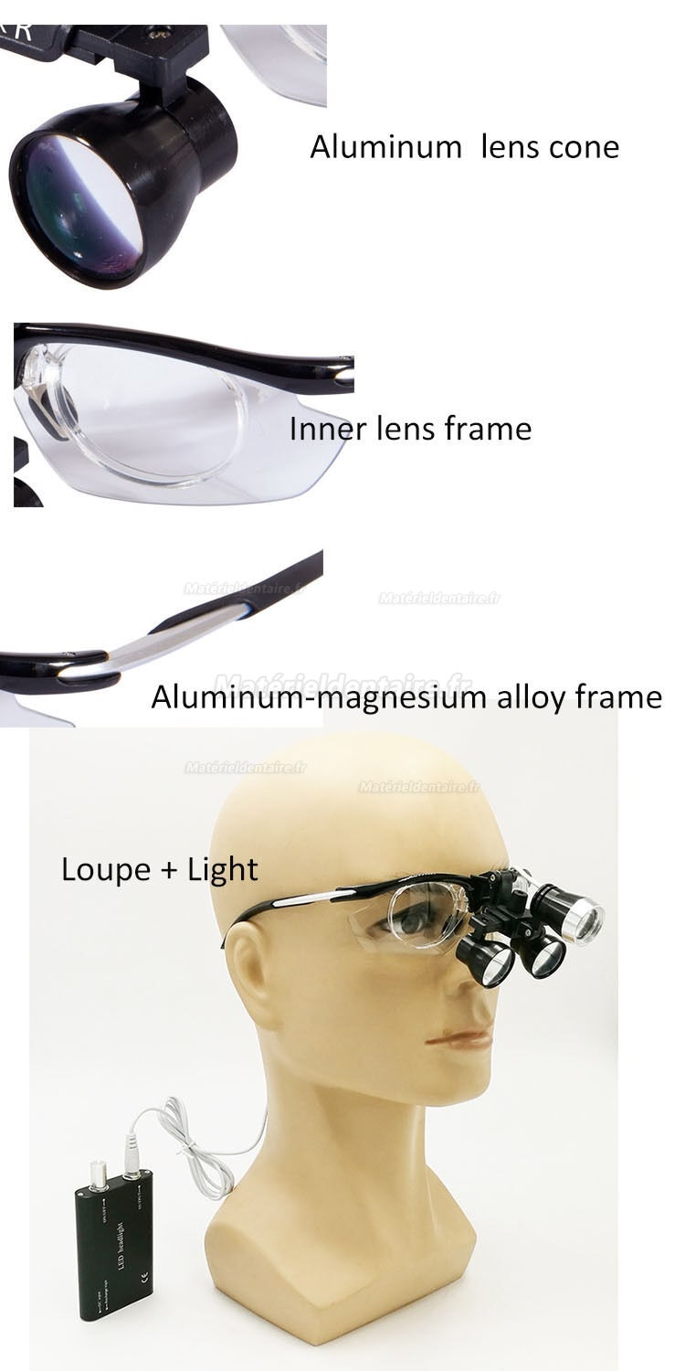 YUYO DY-112 3.5X Dentaire Loupes binoculaires médicales Anti-buée Cadre en aluminium