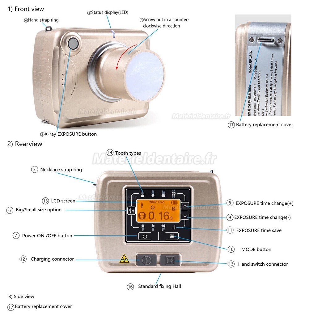 Appareil radiologie portable dentaire / système de radiographie dentaire