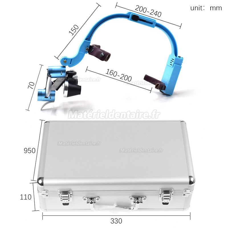 Lampe frontale LED 5W + loupes binoculaires dentaire 2.5/3.5X (avec lentilles de lecture)