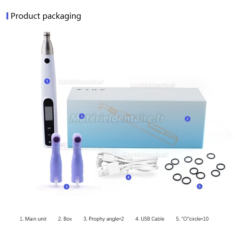 Contre-angle pour prophylaxie dentaire pivotement à 360° avce 2 pièces cupule pour prophylaxie