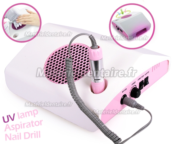 JSDA® Ponceuse ongle polissoir micromoteur manucure JD6500 avec aspirateur lampe UV