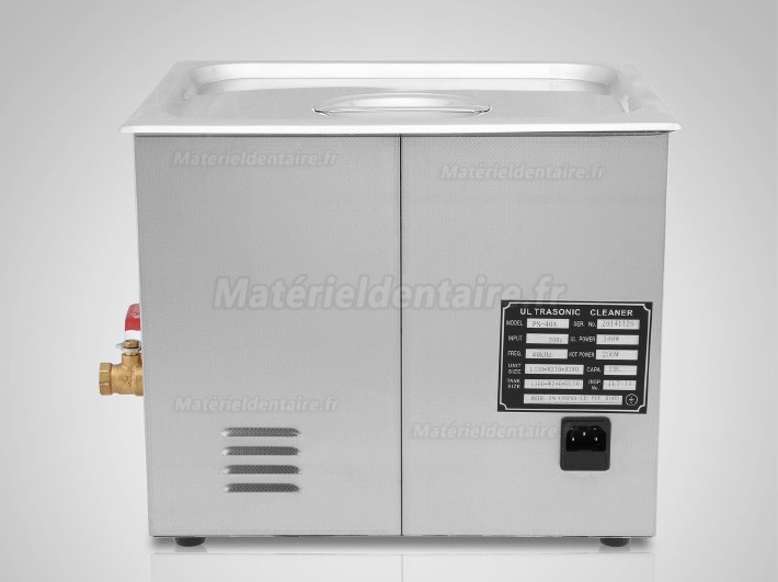 10L Nettoyeur à ultrasons Acier inoxydable chauffage Industrie w / Minuteur JPS-40A