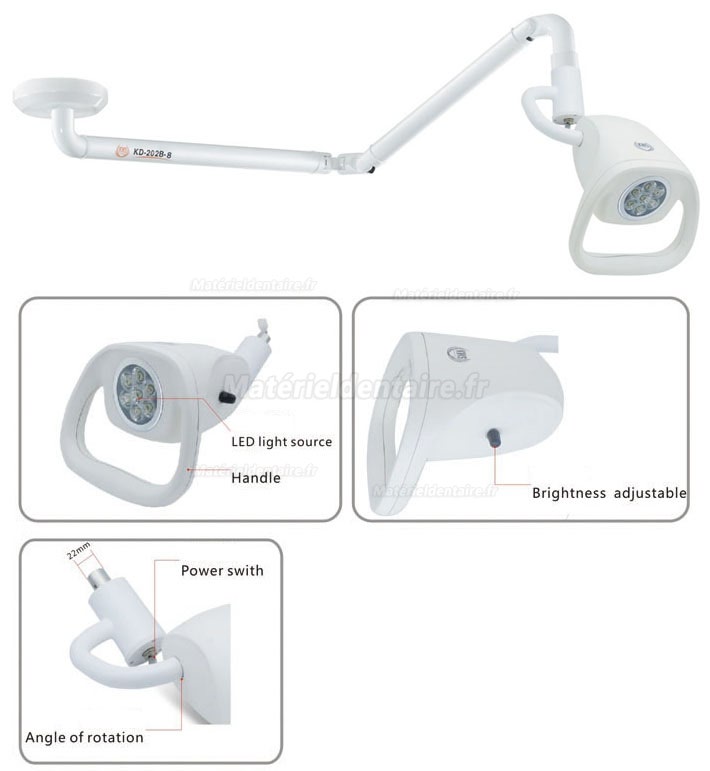 KWS KD-202B-8 21W Lampe d'examen chirurgicale suspendue Lumière à LED