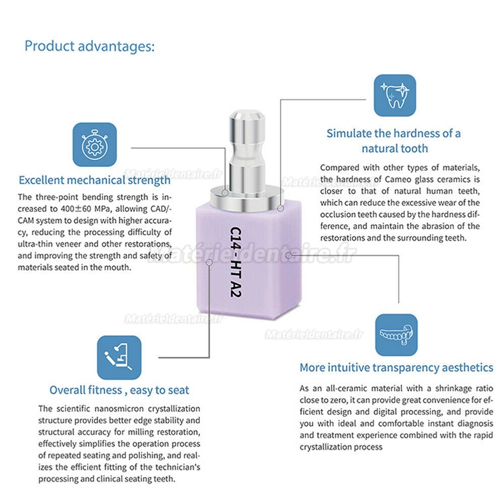 5 pièces B40 HT/LT blocs en disilicate de lithium dentaire E-max pour Sirona System