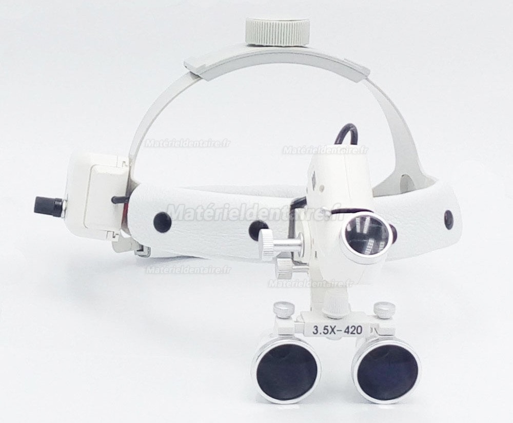 3.5X Bandeau dentaire Loupes binoculaires médicales + LED Phare