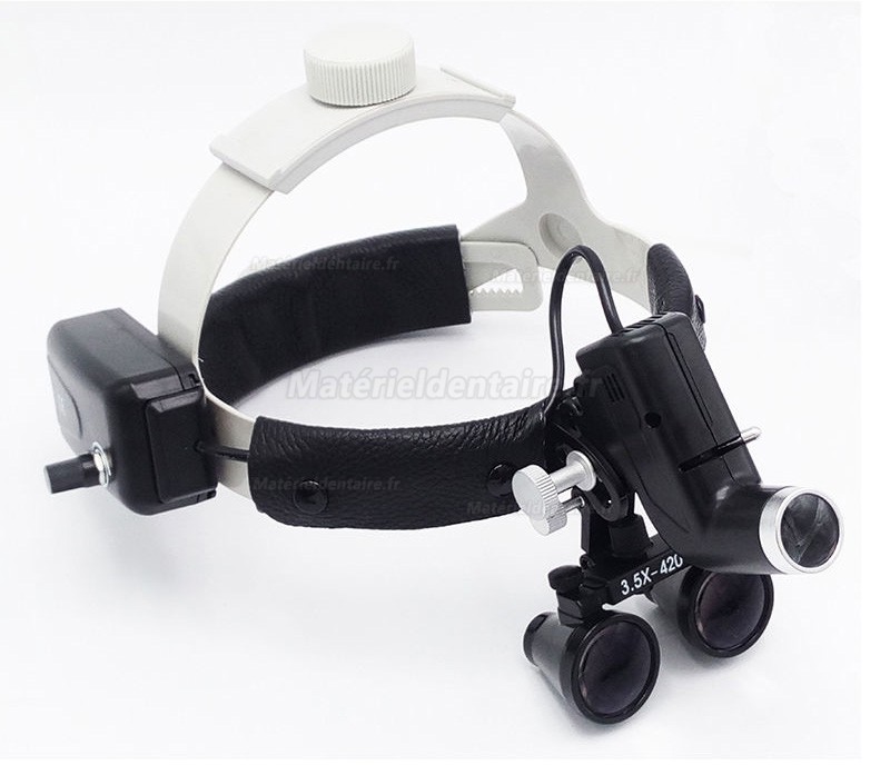 3.5X Bandeau dentaire Loupes binoculaires médicales + LED Phare