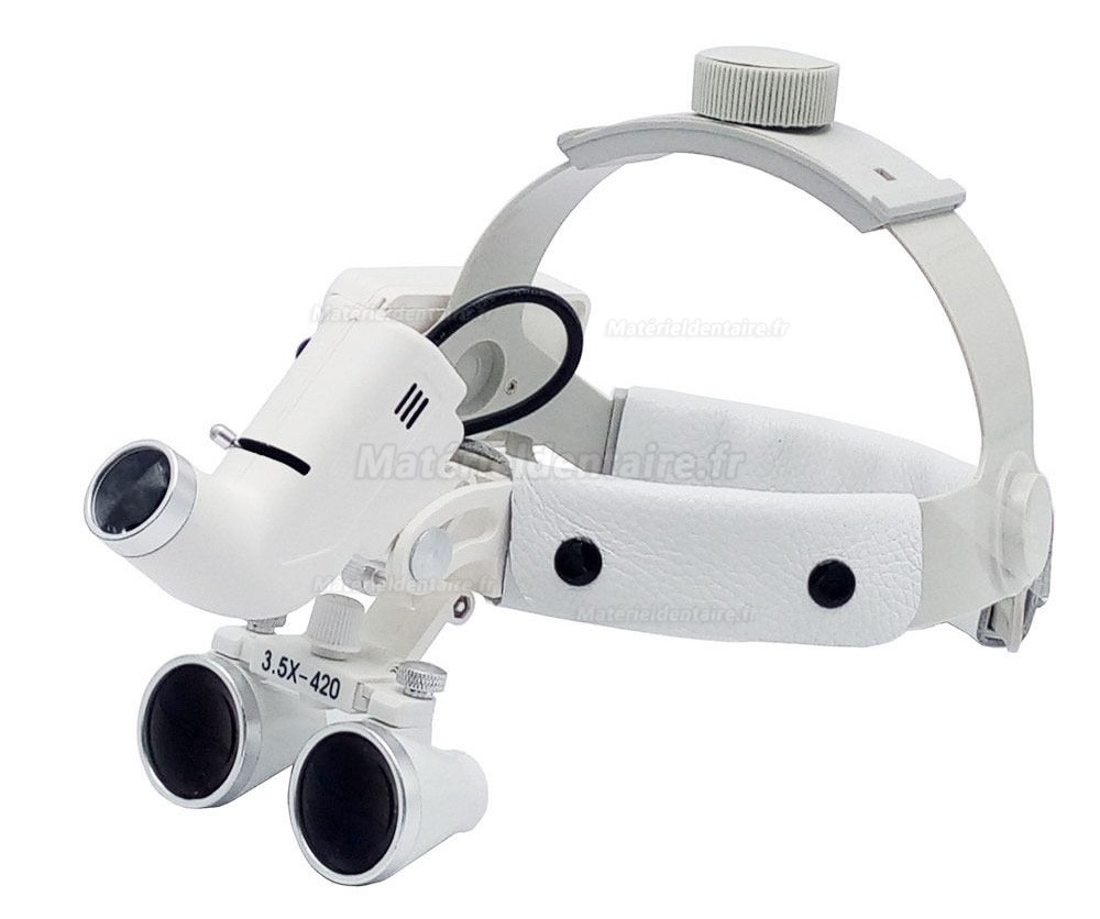 3.5X Bandeau dentaire Loupes binoculaires médicales + LED Phare