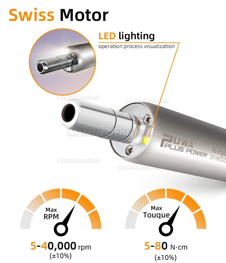 Machine à moteur de chirurgie d'implant dentaire Pluspower® Ai Touch avec contre-angle 20:1