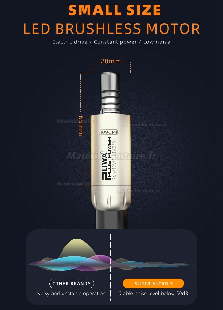 Micromoteur électrique dentaire Pluspower® Super Micro S, lumière LED intégrée