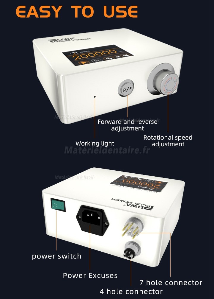 Micromoteur électrique dentaire Pluspower® Super Micro S, lumière LED intégrée