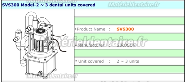 SIROSUN Pompe à vide d’aspiration dentaire demi-sec SVS300 pour 3 postes