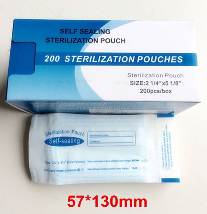 200Pcs Sachet de stérilisation pour autoclave Auto-scellants Indicateurs Doubles 57 * 130mm