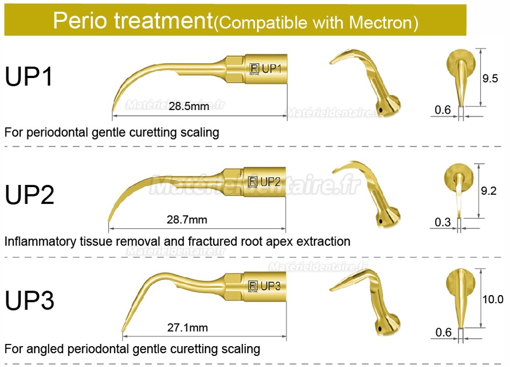 1 Pièces inserts piezosurgery pour la parodontie et endodontie UP1 UP2 UP3 UP4 UP5 UP6 UP7/8 compatible avec Mectron Woodpecker