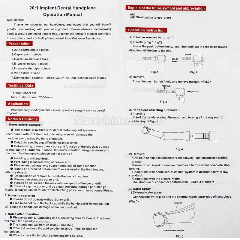 Tealth 3203CH Détachable 20:1 Réducteur Contre angle Pièce à main Implant