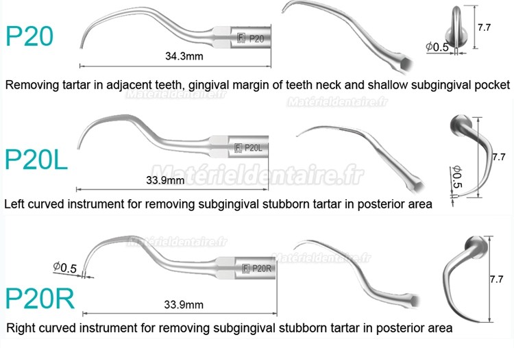 5 Pièces Refine® Inserts piézo pour la parodontologie P2L P2R P2LD P2RD P5 P6 P7 P8 P10 P11 P12 P14L compatible avec EMS Woodpecker