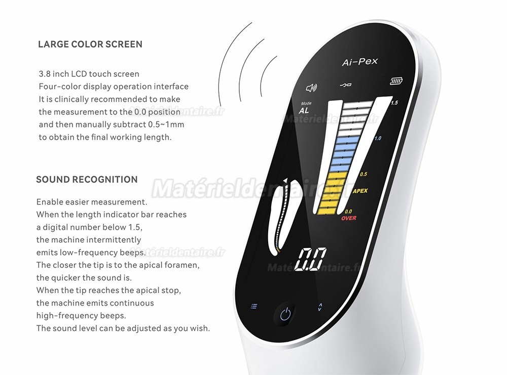 Localisateur d’apex Woodpecker Ai-Pex avec fonction testeur de vitalité pulpaire