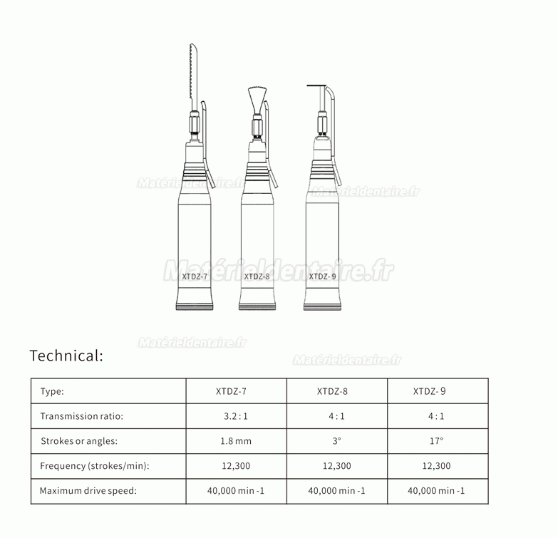 Pièce à main de scies de chirurgie dentaire (pour chirurgie implantaire)