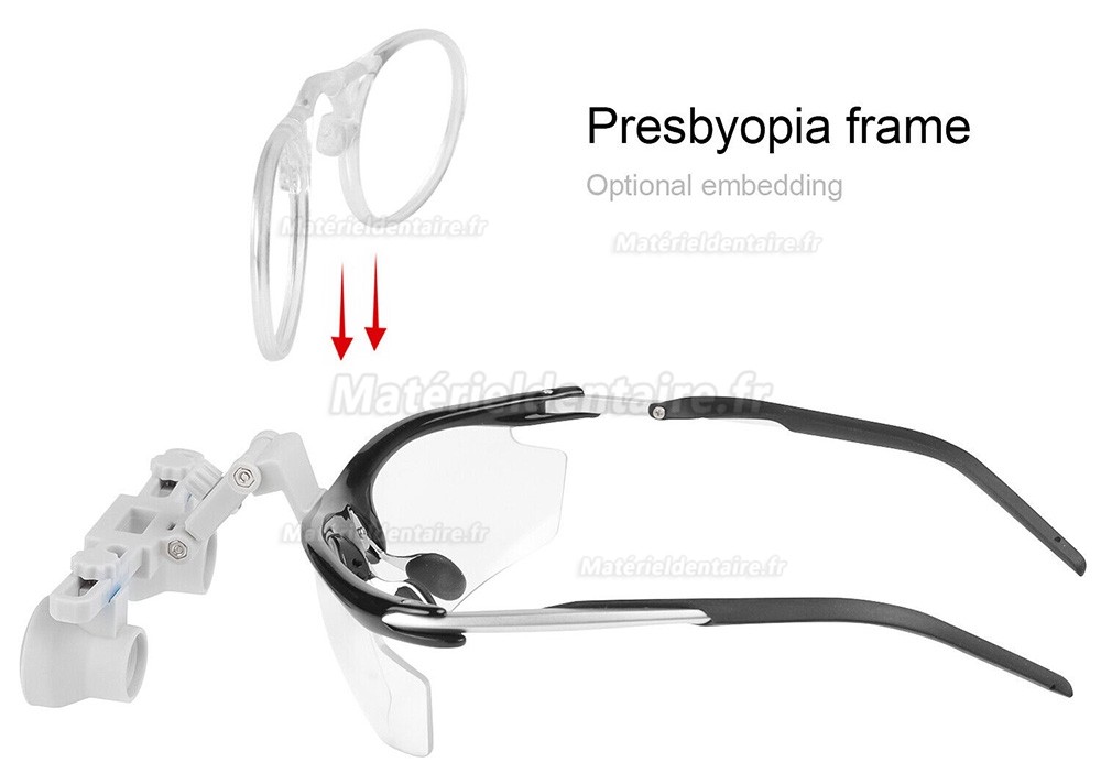 Loupes binoculaires dentaires YOYU DY-116 3.5X-R, Loupe opération dentiste avec cadre de presbytie