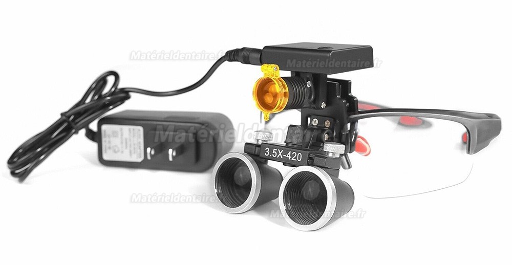 Loupes binoculaires dentaires YUYO DY-117 3,5X + lampe frontale dentiste DY-010 3W