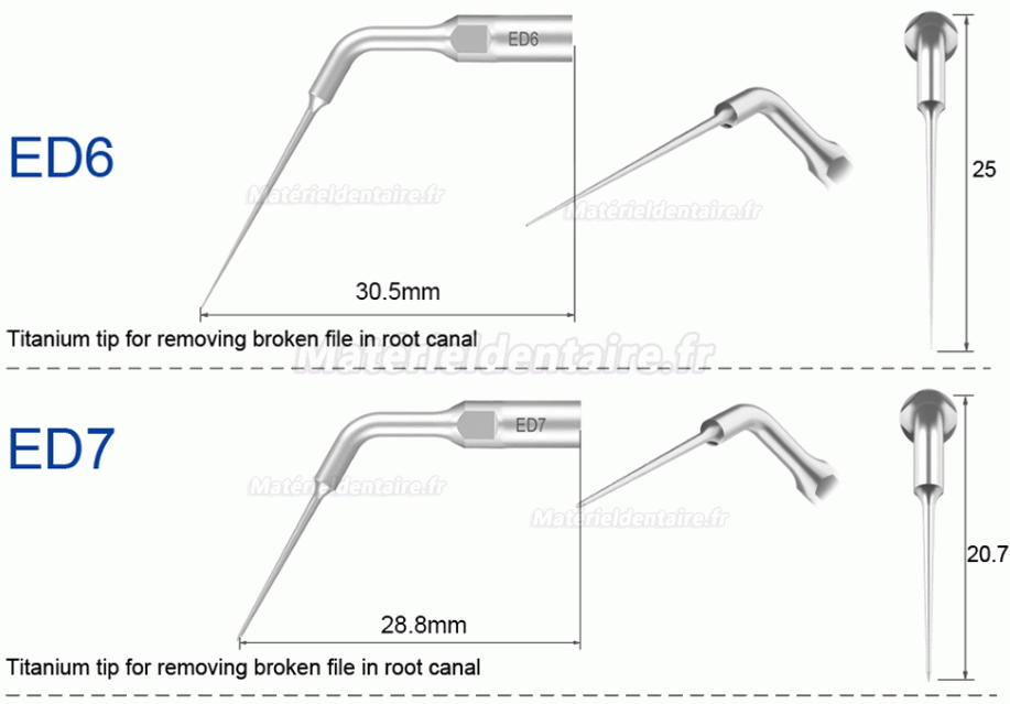 5 Pièces Refine® Inserts Piézo en Endodontie E3D E4D E5D E10D E11D E12D E14D E15D Compatible Avec Woodpecker EMS